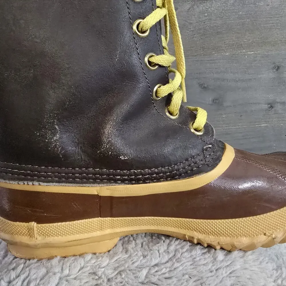 Sorel Caribou Pac Boots Men's Size 9 Brown Leather Waterproof Made in Canada